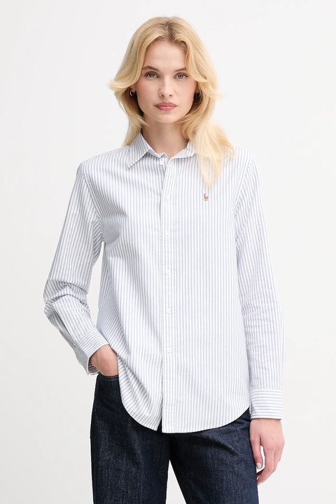 Polo Ralph Lauren koszula bawełniana damska kolor fioletowy regular z kołnierzykiem klasycznym 211971500 - zdjęcie produktu nr 1