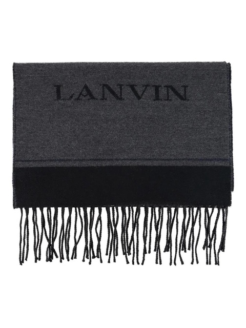 Lanvin logo fringed scarf - Grey - zdjęcie produktu nr 1