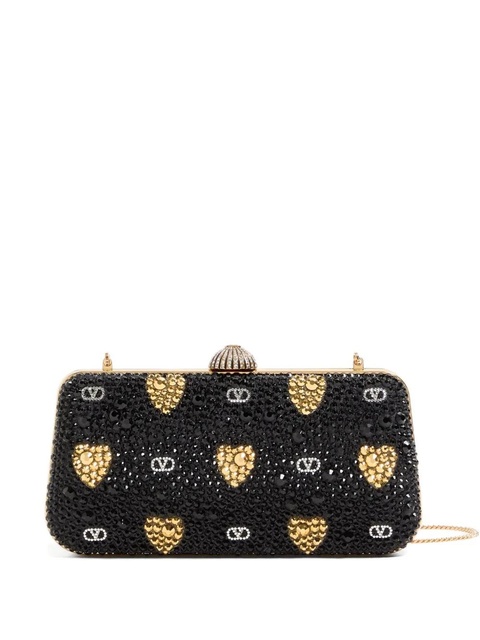 Valentino Garavani heart motif embellished clutch bag - Black - zdjęcie produktu nr 1