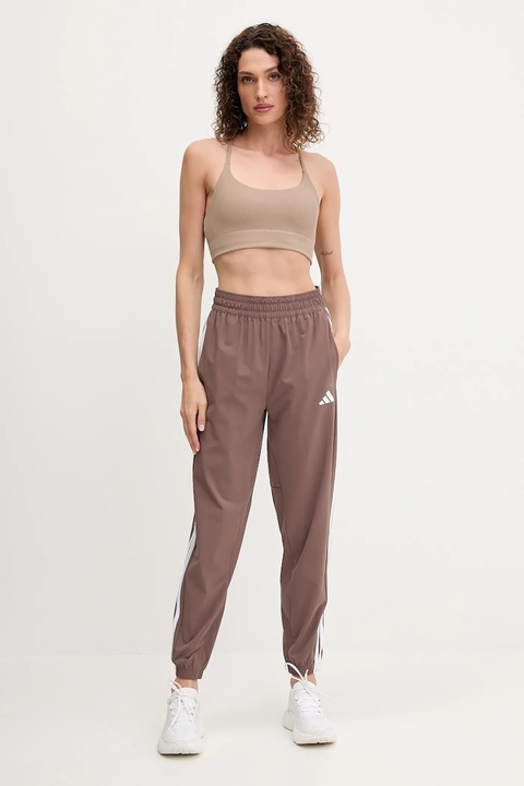 adidas Performance spodnie treningowe Train Essentials damskie kolor brązowy wzorzyste JY2168 - zdjęcie produktu nr 2