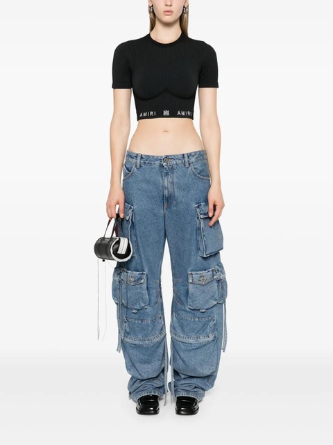 AMIRI cropped ribbed top - Black - zdjęcie produktu nr 2
