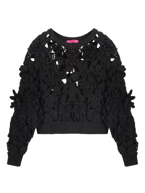 Valentino Garavani floral-appliqué sweater - Black - zdjęcie produktu nr 1