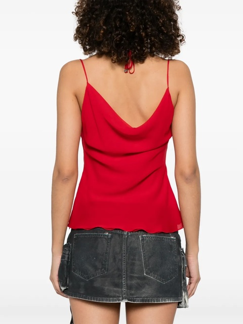 Blumarine rhinestone-embellished georgette top - Red - zdjęcie produktu nr 2