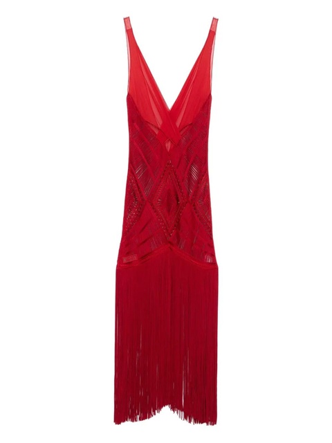 The Attico fringed midi dress - Red - zdjęcie produktu nr 1