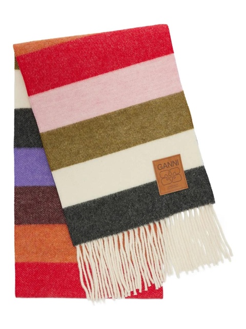 GANNI striped fringed scarf - Red - zdjęcie produktu nr 1