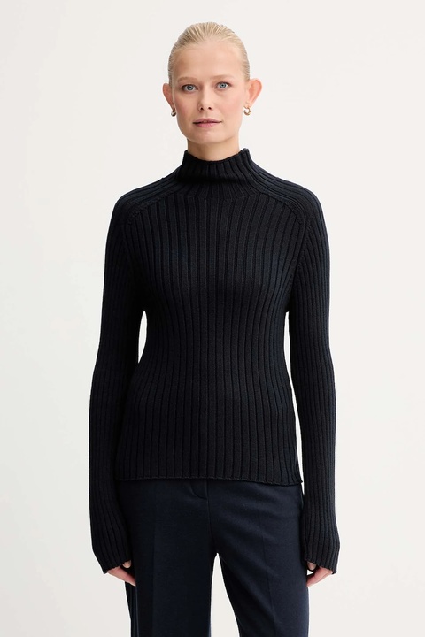 Marc O'Polo sweter bawełniany damski kolor granatowy z półgolfem 509605960173 - zdjęcie produktu nr 2