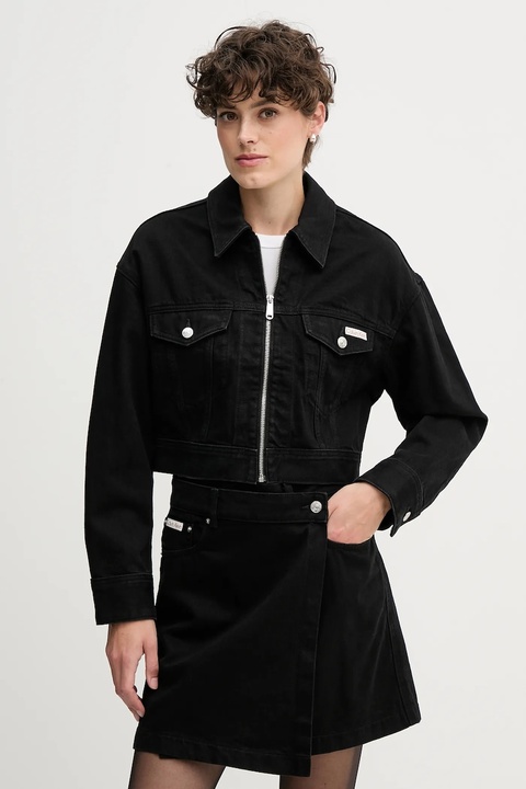 Calvin Klein Jeans kurtka jeansowa kolor czarny przejściowa oversize LV047D779G - zdjęcie produktu nr 1