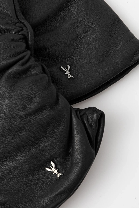 Patrizia Pepe rękawiczki skórzane damskie kolor czarny 2F0105 L034 - zdjęcie produktu nr 2