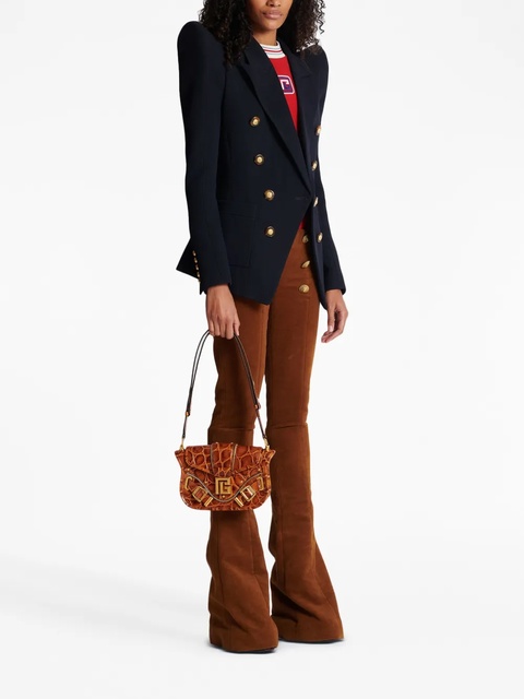Balmain Blaze crocodile-embossed shoulder bag - Brown - zdjęcie produktu nr 2