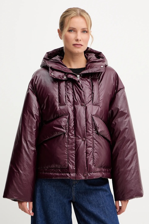 Patrizia Pepe kurtka kolor bordowy zimowa oversize 2O0183 A650 - zdjęcie produktu nr 1