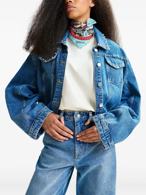 Essentiel Antwerp pearl-embellished denim jacket - Blue - zdjęcie produktu nr 2
