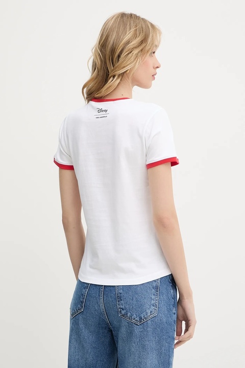 Karl Lagerfeld t-shirt bawełniany KL X DISNEY damski kolor biały A3W17089 - zdjęcie produktu nr 2