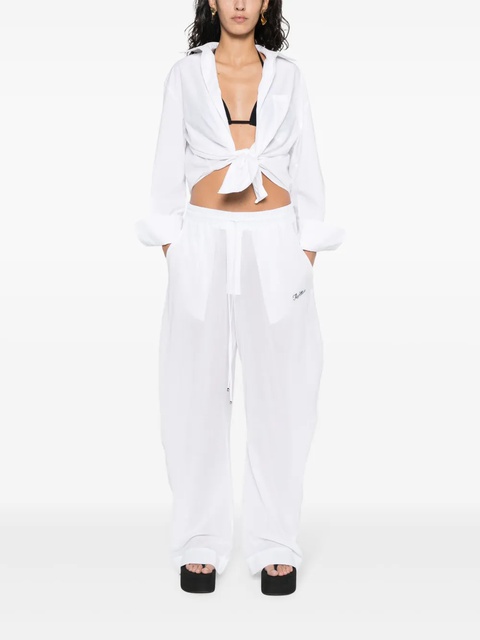 The Attico logo-embroidered cotton trousers - White - zdjęcie produktu nr 1