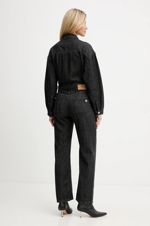 Haveone kombinezon jeansowy kolor czarny bawełniany z kołnierzykiemm YGZ-P007 - zdjęcie produktu nr 2