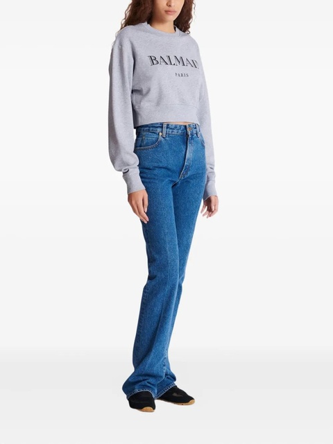 Balmain logo-print crew-neck sweatshirt - Grey - zdjęcie produktu nr 2