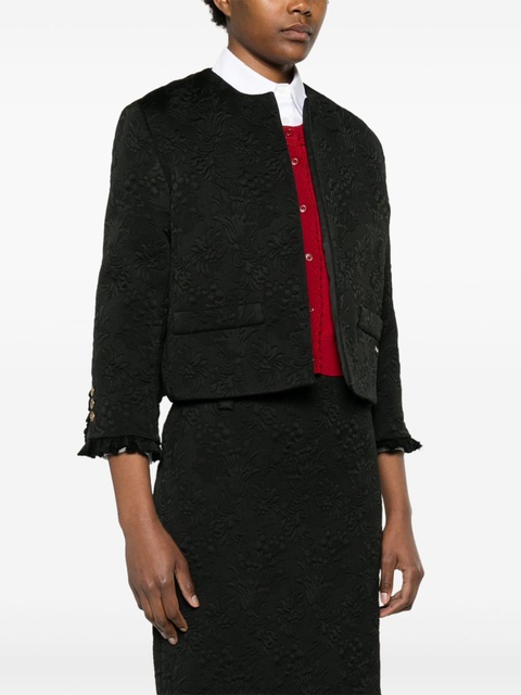 Miu Miu floral-matelessé cropped jacket - Black - zdjęcie produktu nr 2