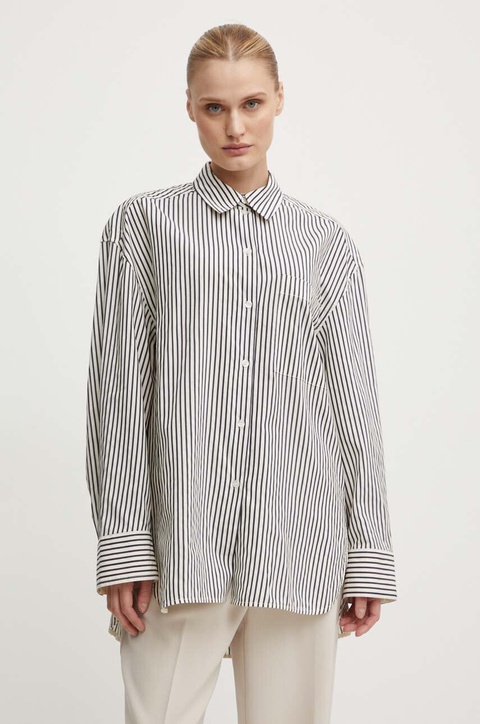 Day Birger et Mikkelsen koszula Tan - Daily Classic Stripe RD damska relaxed z kołnierzykiem klasycznym DAY65243312 - zdjęcie produktu nr 1