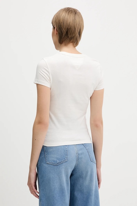 Tommy Jeans t-shirt bawełniany damski kolor beżowy DW0DW21550 - zdjęcie produktu nr 1