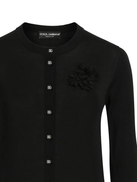 Dolce & Gabbana floral-appliqué cardigan - Black - zdjęcie produktu nr 2