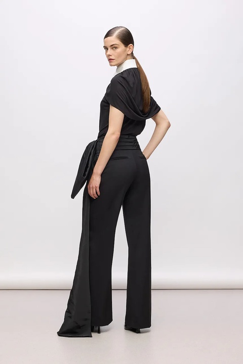 Karl Lagerfeld spodnie Karl Lagerfeld Studio damskie kolor czarny szerokie high waist A4W10131 - zdjęcie produktu nr 1