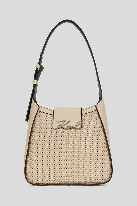 Karl Lagerfeld torebka skórzana K/SIGNATURE kolor beżowy A3W30048 - zdjęcie produktu nr 1