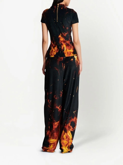 Balmain fire print velvet top - Black - zdjęcie produktu nr 2