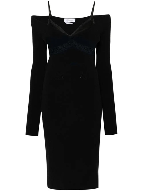 Blumarine V-neck knitted midi dress - Black - zdjęcie produktu nr 1
