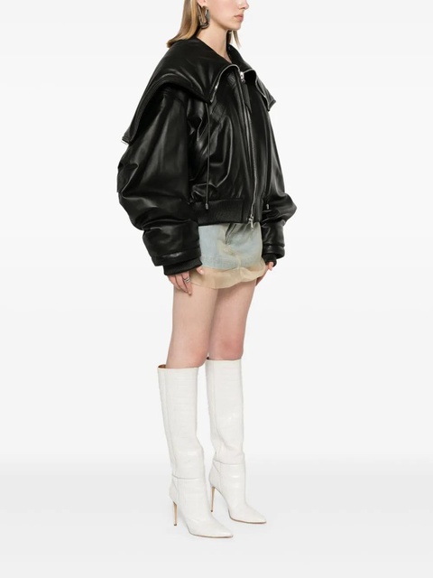 The Attico padded leather bomber jacket - Black - zdjęcie produktu nr 2
