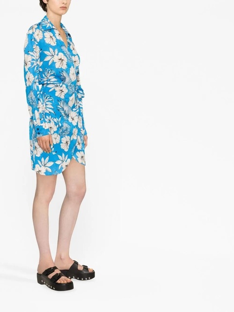 PINKO floral-print wrap style dress - Blue - zdjęcie produktu nr 2