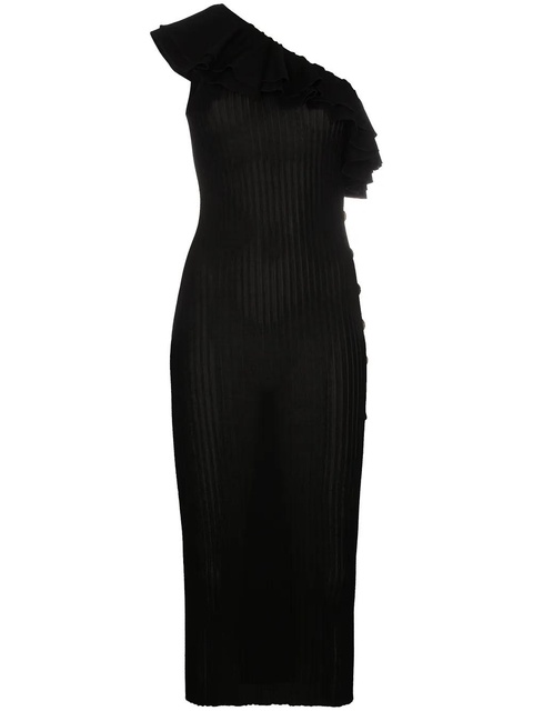 Balmain One shoulder dress with gold buttons - Black - zdjęcie produktu nr 1