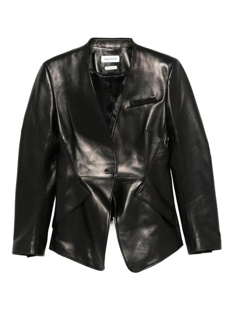Alexander McQueen single-breasted calfskin leather jacket - Black - zdjęcie produktu nr 1
