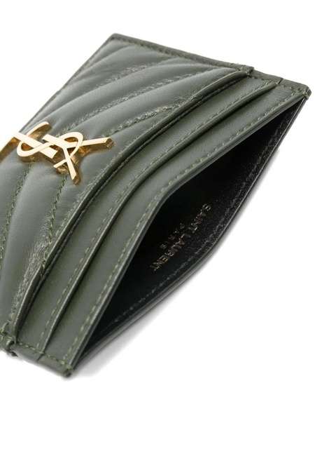 Saint Laurent quilted logo cardholder - Green - zdjęcie produktu nr 2