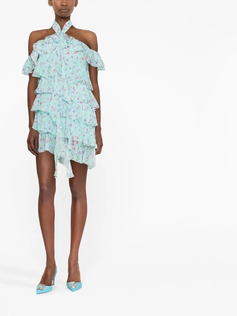 Alessandra Rich floral-print ruffled dress - Blue - zdjęcie produktu nr 1