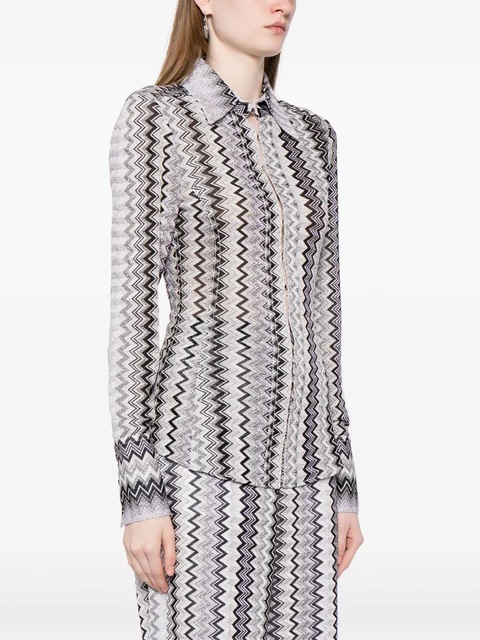 Missoni chevron-print lurex-threading shirt - Purple - zdjęcie produktu nr 2