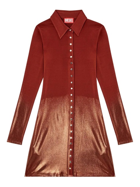 Diesel metallic-effect button-front mini day dress - Red - zdjęcie produktu nr 1