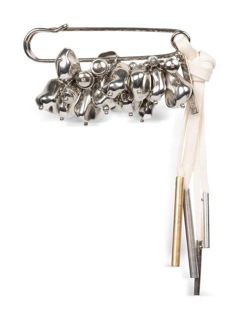 DRIES VAN NOTEN large embellished safety-pin brooch - Silver - zdjęcie produktu nr 1