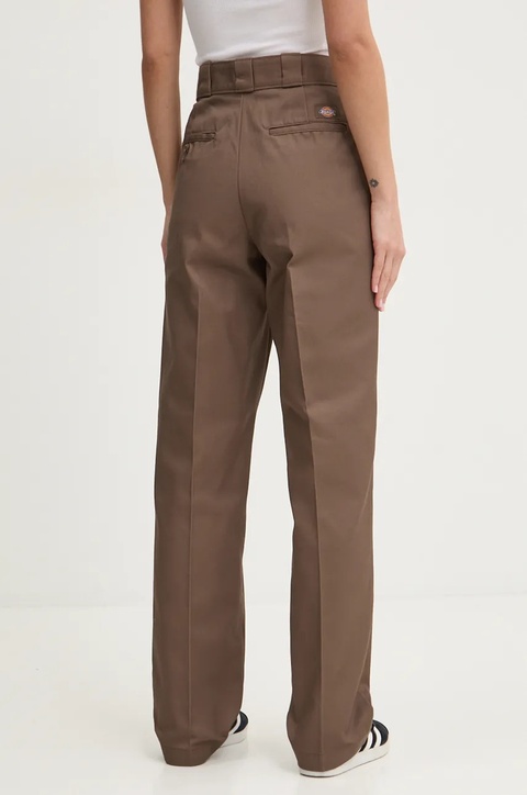 Dickies spodnie 874 damskie kolor brązowy proste high waist - zdjęcie produktu nr 2
