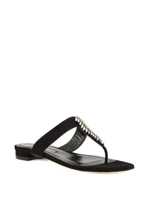 Manolo Blahnik crystal-embellished flat sandals - Black - zdjęcie produktu nr 1