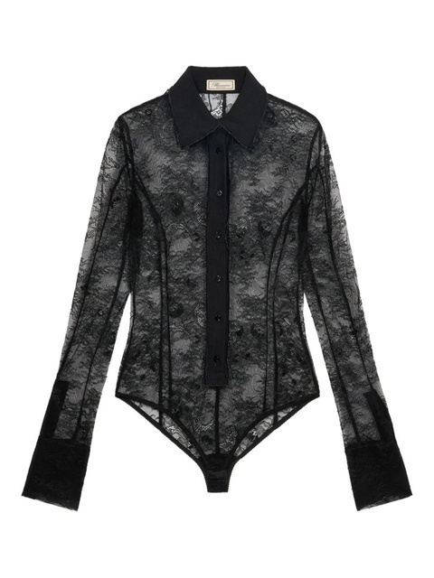 Blumarine lace-panelled shirt bodysuit - Black - zdjęcie produktu nr 1