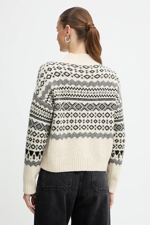 Weekend Max Mara sweter z dodatkiem wełny BRIOSO damski kolor beżowy z półgolfem 2525366053600 - zdjęcie produktu nr 2