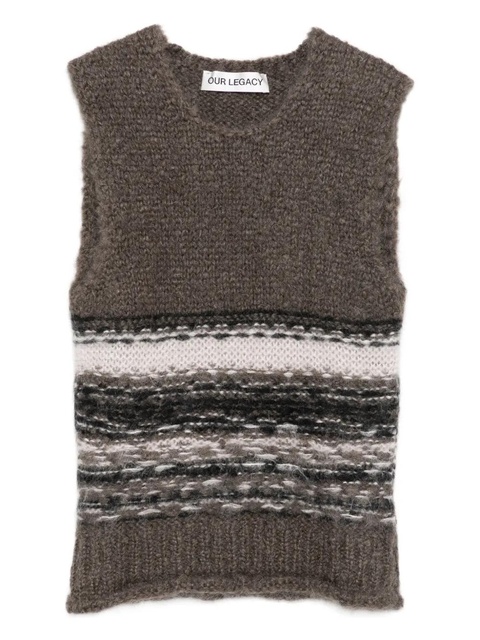 OUR LEGACY striped fair-isle top - Brown - zdjęcie produktu nr 1