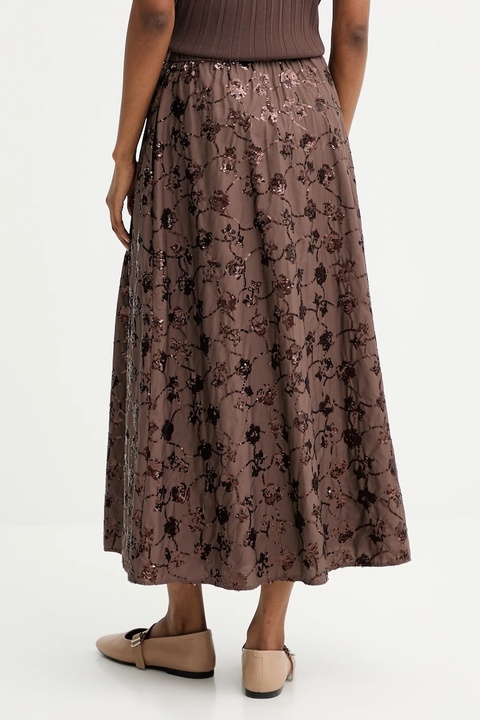 Weekend Max Mara spódnica bawełniana TEMPRA kolor brązowy midi rozkloszowana 2525106071600 - zdjęcie produktu nr 2