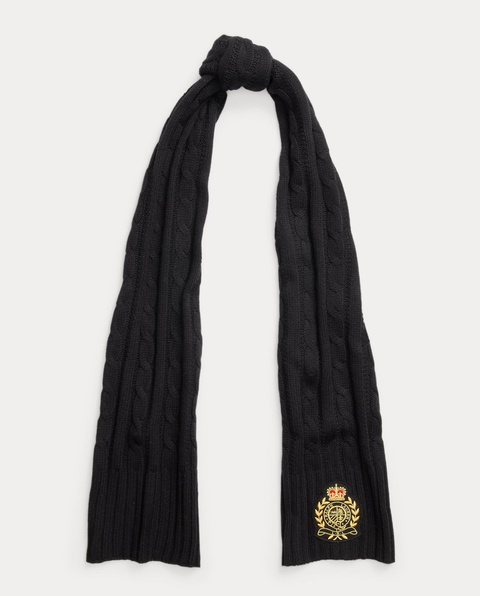 LAUREN BY RALPH LAUREN - Czarny szalik z ozdobnym splotem - zdjęcie produktu nr 1