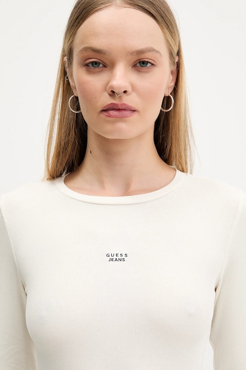 Guess Jeans longsleeve kolor beżowy W5BP01 KA0H1 - zdjęcie produktu nr 2