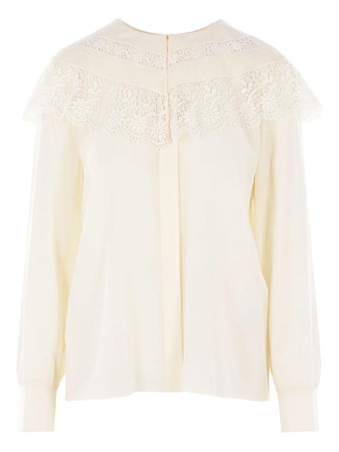 Chloé lace-trimmed silk top - White - zdjęcie produktu nr 1