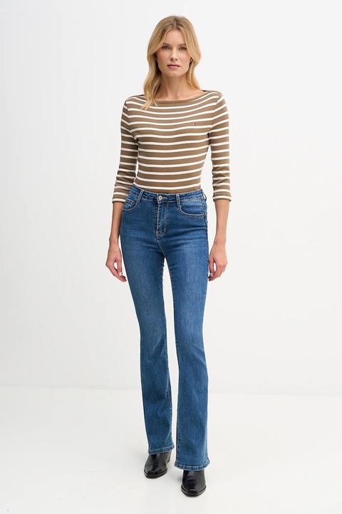 Tommy Hilfiger longsleeve bawełniany kolor brązowy WW0WW40589 - zdjęcie produktu nr 2