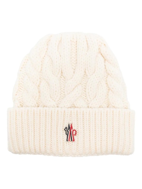 Moncler Grenoble cable-knit beanie hat - White - zdjęcie produktu nr 1