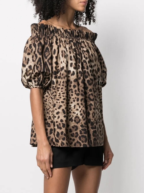 Dolce & Gabbana leopard-print off-shoulder top - Brown - zdjęcie produktu nr 2
