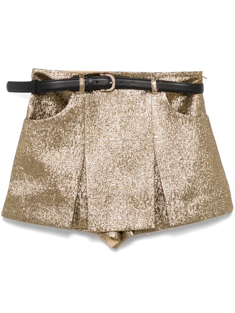 Self-Portrait metallic jacquard skort - Gold - zdjęcie produktu nr 1
