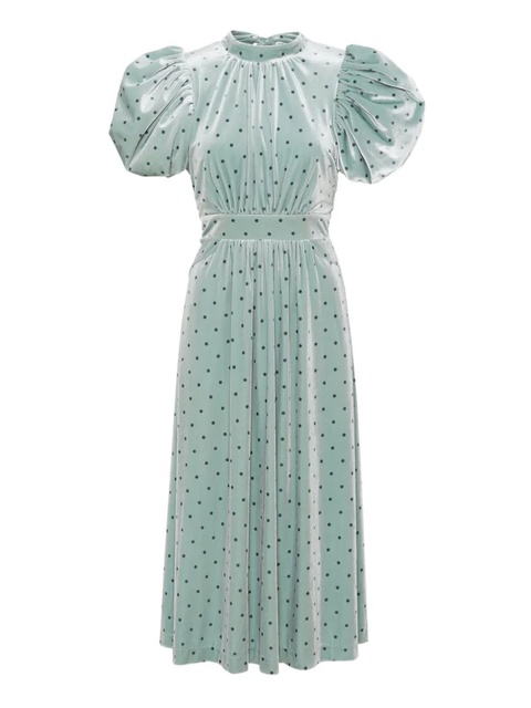 ROTATE BIRGER CHRISTENSEN Noon puff-sleeve polka-dot midi dress - Blue - zdjęcie produktu nr 1